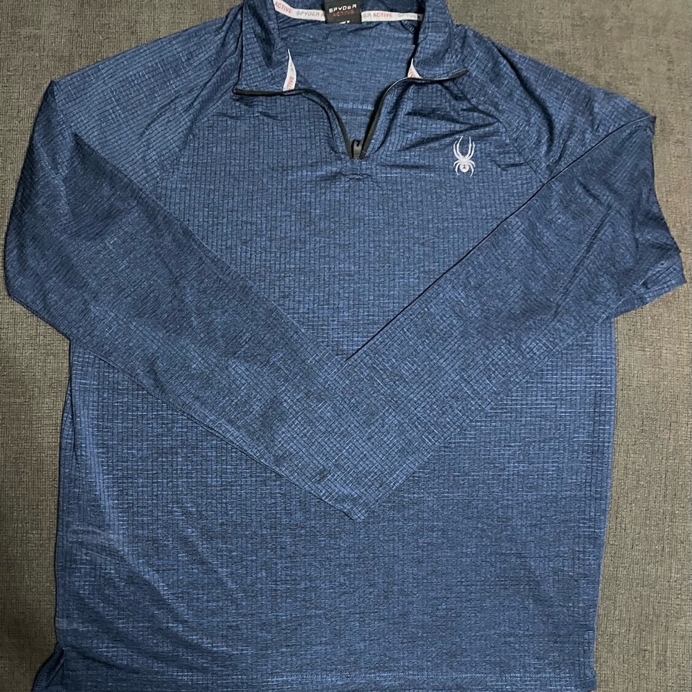Spyder Men's Blue Quarter-Zip Shirt summer long sleeve